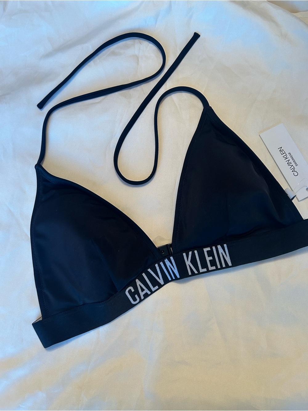 Calvin Klein Black Triangle Bralette with Logo Band